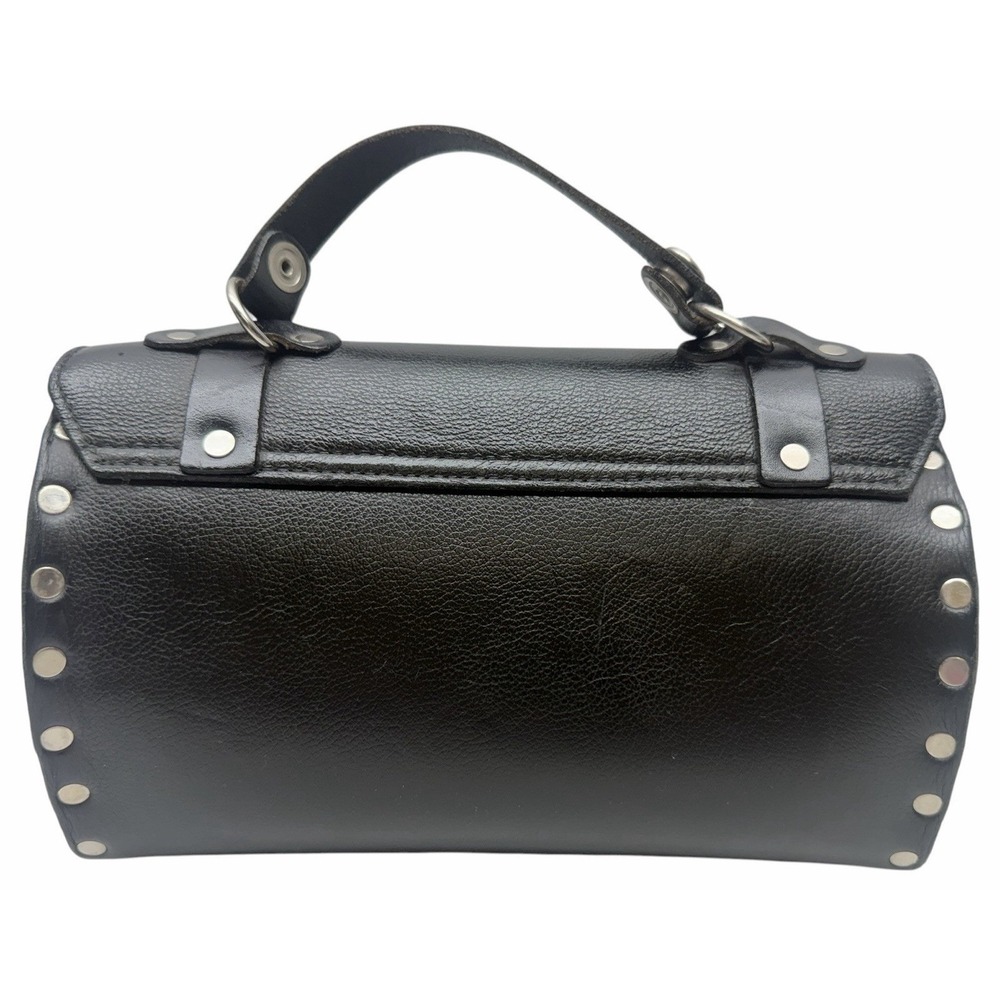 Harley-Davidson Black Leather Barrel Bag Purse Handbag w/ Shoulder Strap - Picture 4 of 16